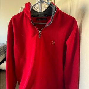 Tommy Hilfiger Men’s Red Zip-Up Fleece Pullover